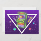 Neon Arcade Foto Verjaardag Gaming Party Uitnodigi Kaart (Achterkant)