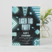 Neon arcade gamer, laser label verjaardag kaart (Staand voorkant)