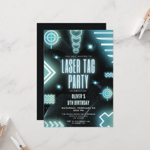 Neon arcade gamer, laser label verjaardag kaart