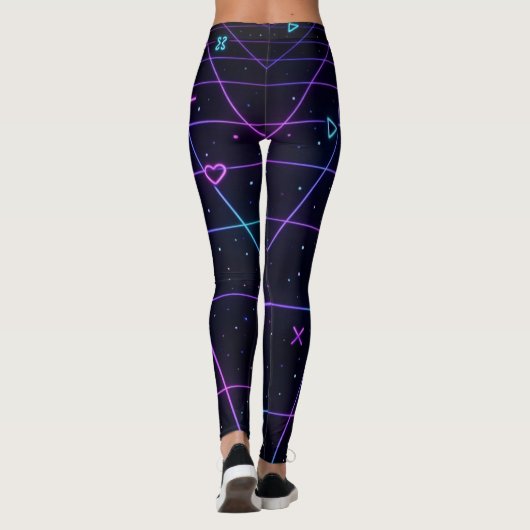 Neon Arcade Grid 80s Retro  Leggings (Achterkant)