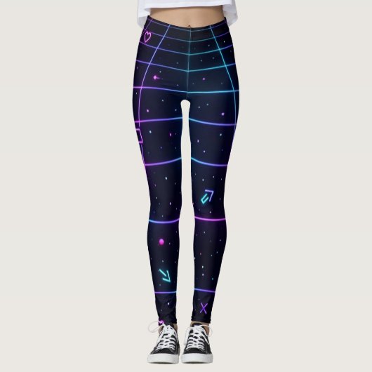 Neon Arcade Grid 80s Retro Leggings (Voorkant)