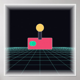 Neon Arcade Joystick - Retro Gaming Muurkunst Poster