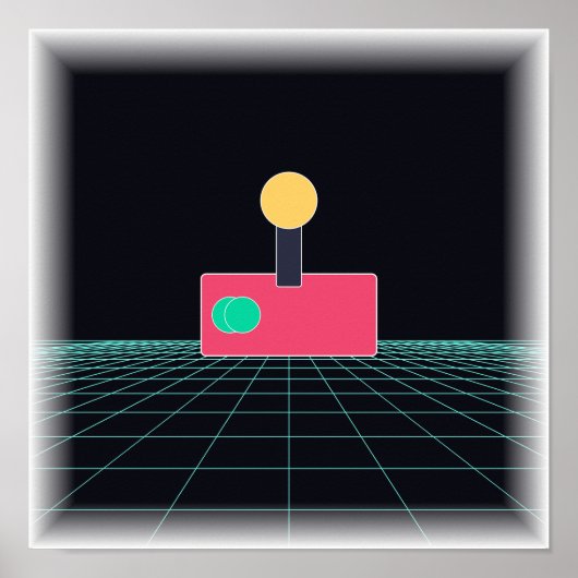 Neon Arcade Joystick - Retro Gaming Muurkunst Poster (Voorkant)