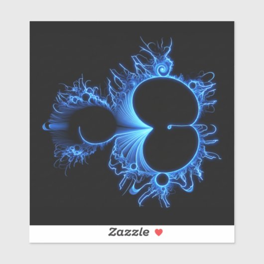Neon Arctic Blue Mandebrot - Black Background Sticker (Vel)