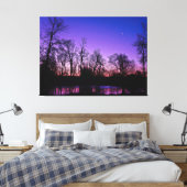 Neon Art Sunrise Lake Reflection Canvas Afdruk (Insitu (Slaapkamer))