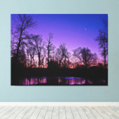 Neon Art Sunrise Lake Reflection Canvas Afdruk (Insitu (Houten vloer))
