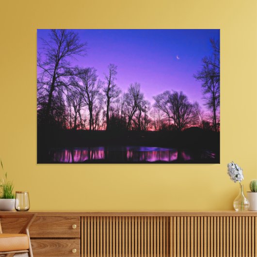 Neon Art Sunrise Lake Reflection Canvas Afdruk (Insitu (Woonkamer))