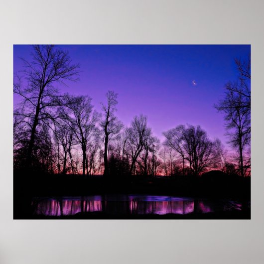 Neon Art Sunrise Lake Reflection Poster (Voorkant)