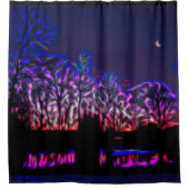 Neon Art Sunset Lake Reflection Douchegordijn (Voorkant)