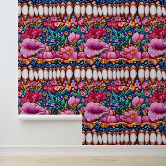 Neon Art Tand Bloem Line Dental Clinic Decor Behang (Applicatie)