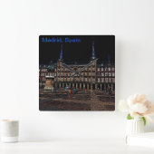 Neon Art van een plein in Madrid, Spanje Vierkante Klok (Huis)