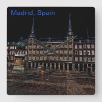 Neon Art van een plein in Madrid, Spanje