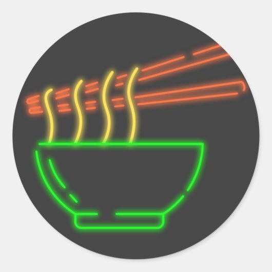 Neon Asian Neondle Bowl Ronde Sticker (Voorkant)