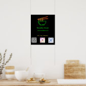Neon Asian Neondle Bowl Social Media QR Codes Poster (Keuken)