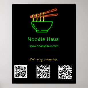 Neon Asian Neondle Bowl Social Media QR Codes Poster