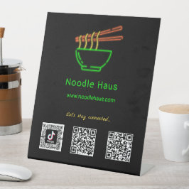 Neon Asian Neondle Bowl Social Media Scan Codes Reclamebord Met Voetstuk