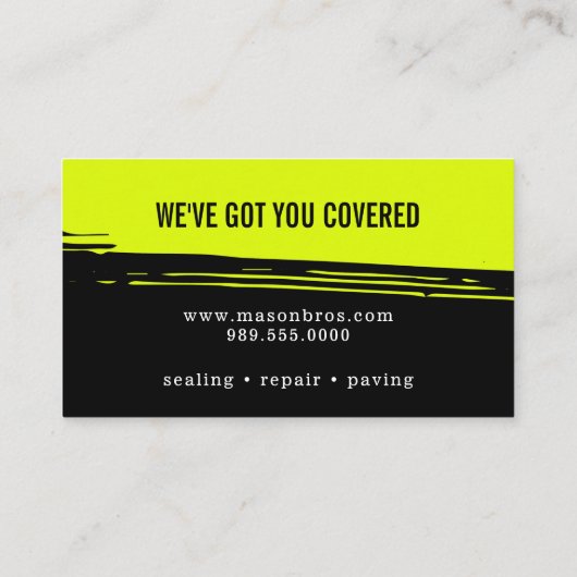 Neon Asphalt Paving Blacktop Visitekaartje (Achterkant)