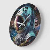 Neon Astronaut Galaxy Clock Grote Klok (Hoek)