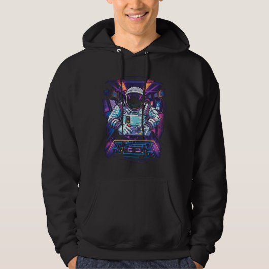 Neon Astronaut Kosmische Ruimte Exploratie Grafisc Hoodie (Voorkant)