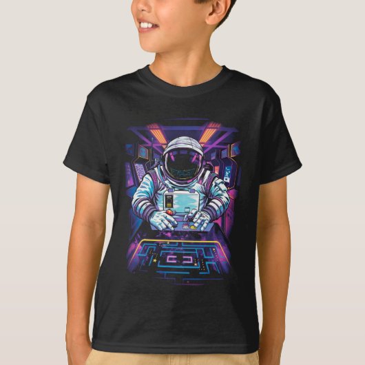 Neon Astronaut Kosmische Ruimte Exploratie Grafisc T-shirt (Voorkant)