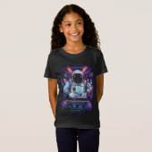 Neon Astronaut Kosmische Ruimte Exploratie Grafisc T-shirt (Voorkant volledig)