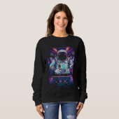 Neon Astronaut Kosmische Ruimtevaart Grafisch Trui (Voorkant volledig)