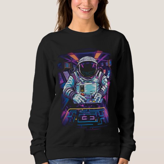 Neon Astronaut Kosmische Ruimtevaart Grafisch Trui (Voorkant)