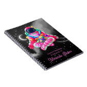 Neon Astronaut Outer Space Night Sky Pink Notitieboek (Rechterzijde)