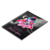 Neon Astronaut Outer Space Night Sky Pink Notitieboek (Linkerzijde)