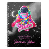 Neon Astronaut Outer Space Night Sky Pink Notitieboek (Voorkant)