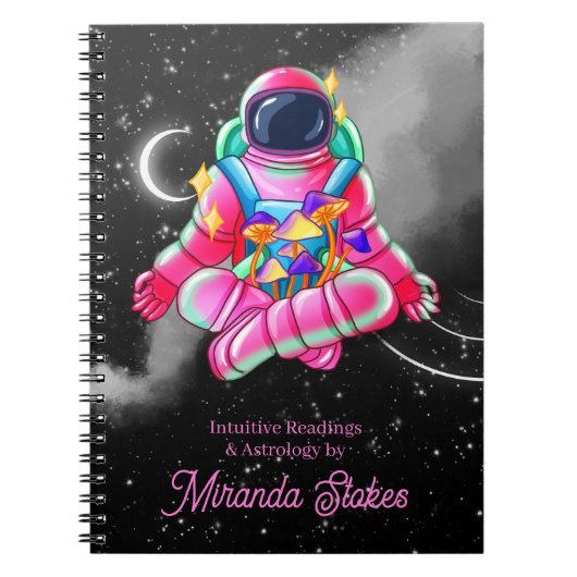 Neon Astronaut Outer Space Night Sky Pink Notitieboek (Voorkant)