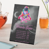 Neon Astronaut Outer Space Roze Tarot prijslijst Reclamebord Met Voetstuk (Insitu)