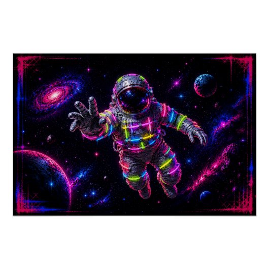 Neon Astronaut Perfect Poster (Voorkant)