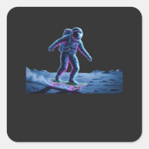 Neon astronaut skateboarden op de maan