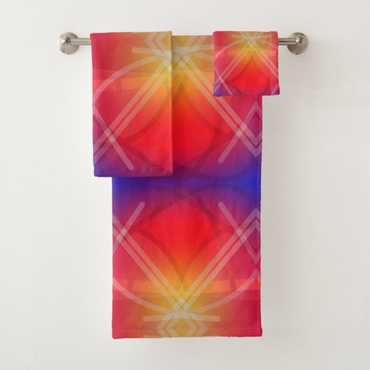 Neon Attracties Gelaagde Abstracte Ontwerp Bad Handdoek (Insitu)