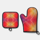 Neon Attraction Gelaagde Abstract Design Ovenwant & Pannenlap Set (Voorkant)