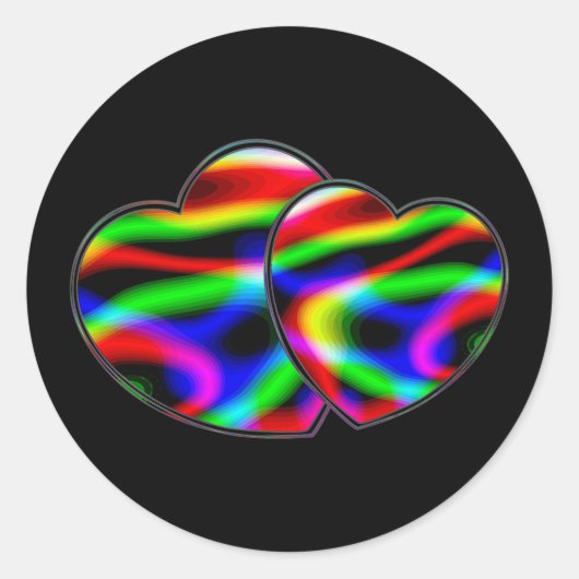 Neon Aurora Harten Ronde Sticker (Voorkant)