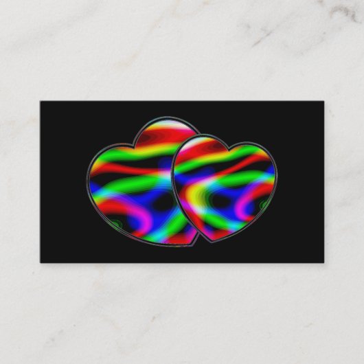 Neon Aurora Harten Zwart Visitekaartje (Voorkant)