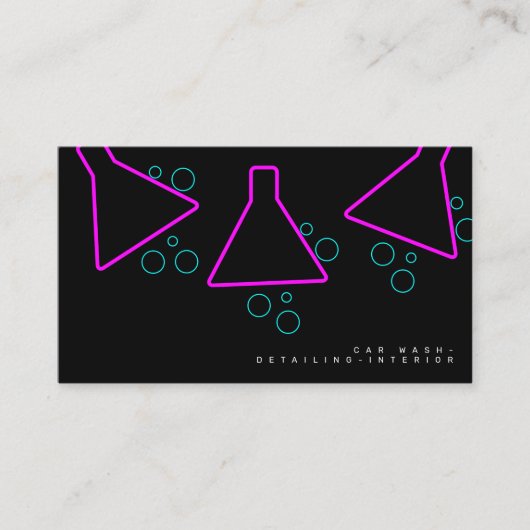 Neon Autowas Interieur Ontwerper Logo C Visitekaartje (Voorkant)