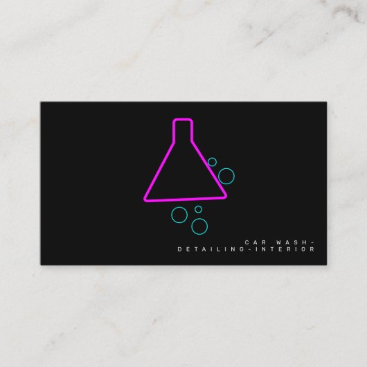 Neon Autowas Interieur Ontwerper Logo D Visitekaartje (Voorkant)