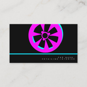 Neon Autowasserij Interieur Ontwerper Velg Logo Visitekaartje