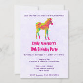 Neon Baby Zebra Psychedelic Funky Birthday Invite Kaart (Voorkant)