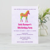 Neon Baby Zebra Psychedelic Funky Birthday Invite Kaart (Staand voorkant)