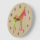 Neon Baby Zebra Psychedelic Pink Yellow & Green Grote Klok (Hoek)
