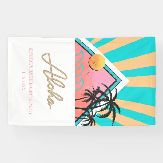 Neon Bachelorette-feest op een hete tropische stra Spandoek (Horizontaal)