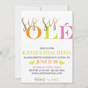 Neon Bachelorette Weekend Modern Final Fiesta Kaart