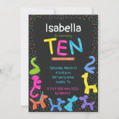 Neon ballon Dieren 10e verjaardag Kaart (Voorkant)