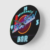 Neon BAR-klok | Aangepast Happy Hour Den Mancave Ronde Klok (Hoek)