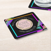 Neon Bar Restaurant Business Logo Kartonnen Onderzetters (Schuin)