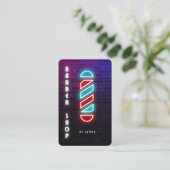 Neon Barber's Pole Barbershop Visitekaartje (Staand voorkant)